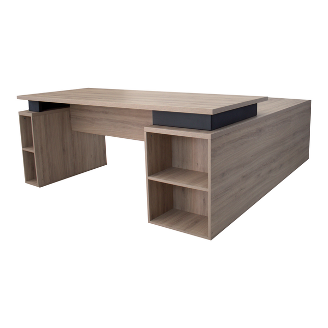 Escritorio Directivo en L de 1.80m con Credenza, Gavetas y Archivero de 2 Cajones.