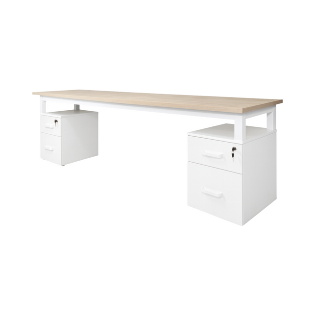 Escritorio Colaborativo de 2.40m con archiveros de 2 cajones.