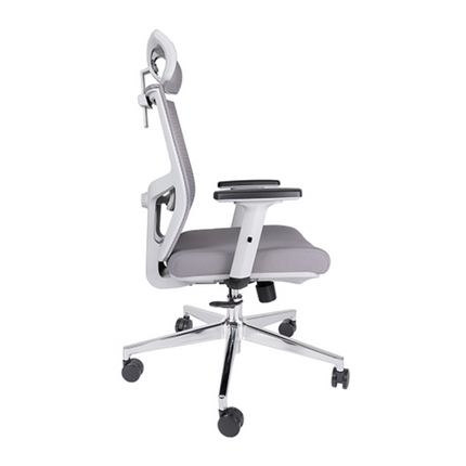 Silla Ejecutiva con Respaldo en Malla y Cabecera. Modelo Aiko OHE-705 Gris