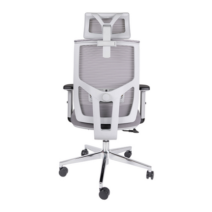 Silla Ejecutiva con Respaldo en Malla y Cabecera. Modelo Aiko OHE-705 Gris
