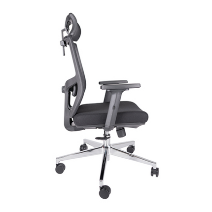 Silla Ejecutiva con Respaldo en Malla y Cabecera. Modelo Aiko OHE-705 Negra