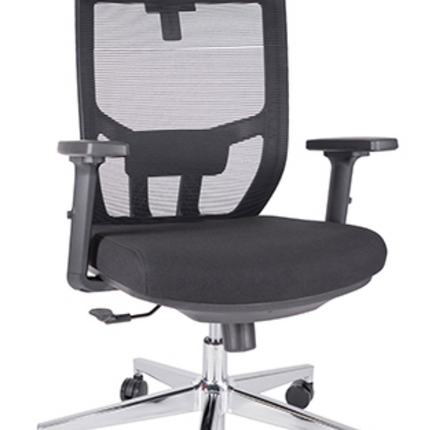 Silla Ejecutiva con Respaldo en Malla y Cabecera. Modelo Aiko OHE-705 Negra