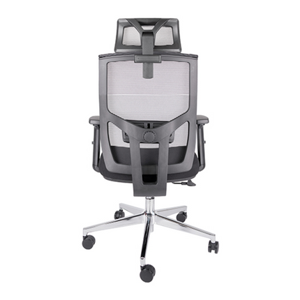 Silla Ejecutiva con Respaldo en Malla y Cabecera. Modelo Aiko OHE-705 Negra