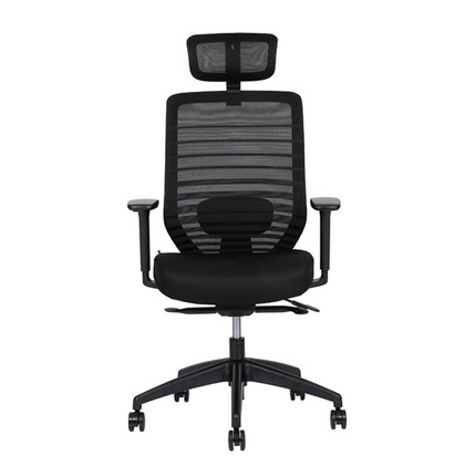 Silla Ejecutiva con Respaldo en Malla y Cabecera. Modelo Delta Negra