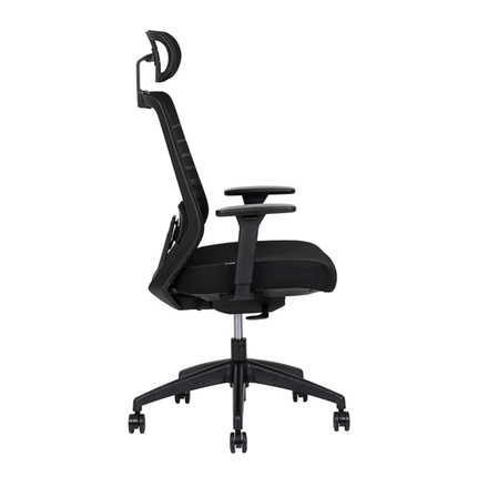 Silla Ejecutiva con Respaldo en Malla y Cabecera. Modelo Delta Negra