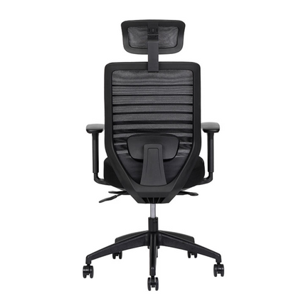 Silla Ejecutiva con Respaldo en Malla y Cabecera. Modelo Delta Negra