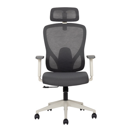 Silla Ejecutiva con Respaldo en Malla y Cabecera. Modelo Pilot White
