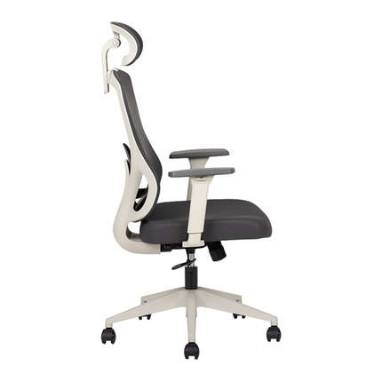 Silla Ejecutiva con Respaldo en Malla y Cabecera. Modelo Pilot White