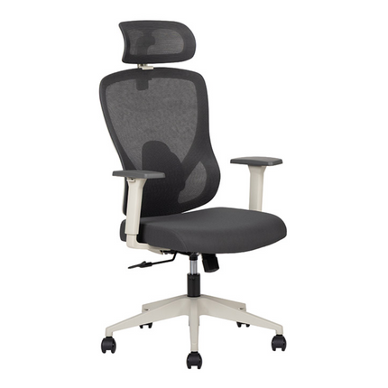 Silla Ejecutiva con Respaldo en Malla y Cabecera. Modelo Pilot White