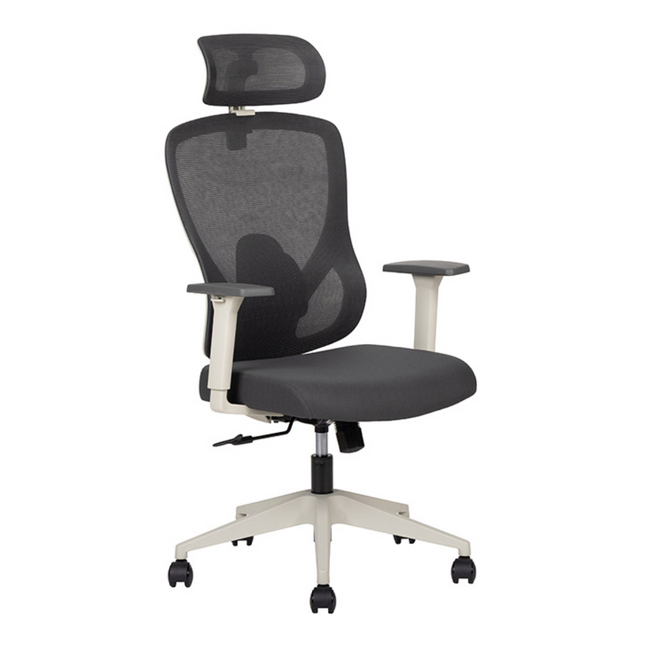 Silla Ejecutiva con Respaldo en Malla y Cabecera. Modelo Pilot White