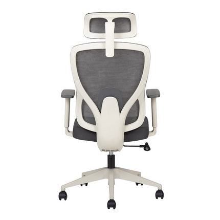 Silla Ejecutiva con Respaldo en Malla y Cabecera. Modelo Pilot White