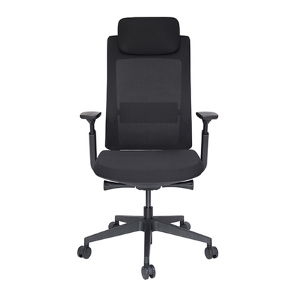 Silla Ejecutiva con Respaldo en Malla y Cabecera. Modelo Quo OHE-805 Negra