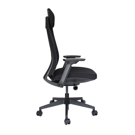 Silla Ejecutiva con Respaldo en Malla y Cabecera. Modelo Quo OHE-805 Negra
