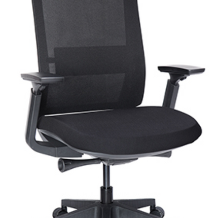 Silla Ejecutiva con Respaldo en Malla y Cabecera. Modelo Quo OHE-805 Negra
