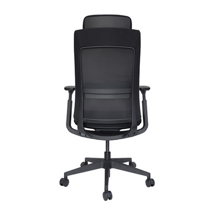 Silla Ejecutiva con Respaldo en Malla y Cabecera. Modelo Quo OHE-805 Negra
