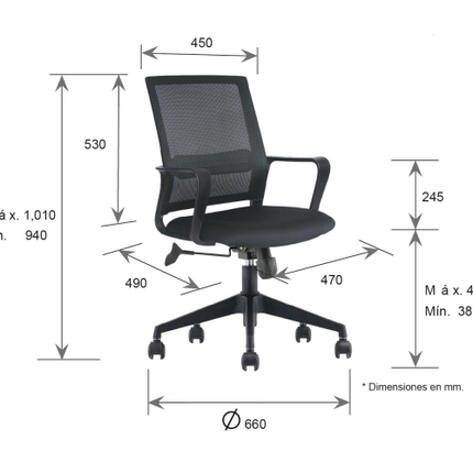 Silla Ejecutiva Sling Negra OHE 94
